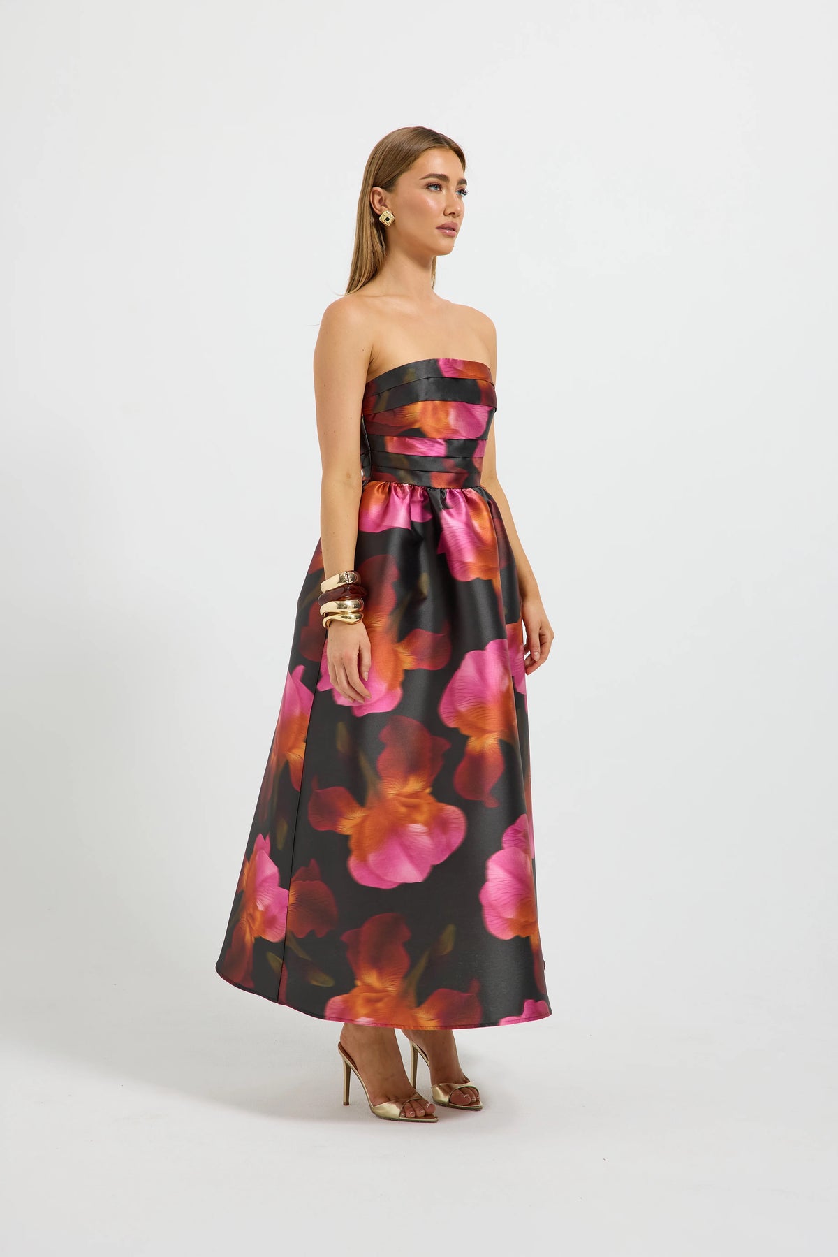 Pasduchas Ava Strapless Midi Dress - Spiced Floral