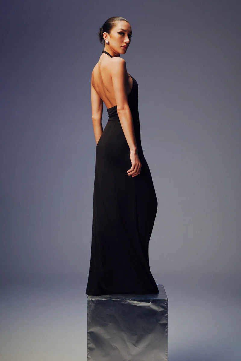 Misha Jennifer Cupro Maxi Dress - Black - Dress Hire AU Misha Jennifer Cupro Maxi Dress - Black - Dress Hire AU