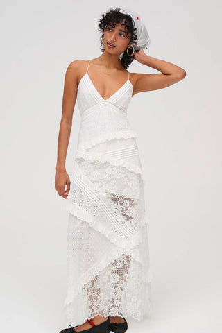 For Love & Lemons Rosalyn Maxi Dress - White