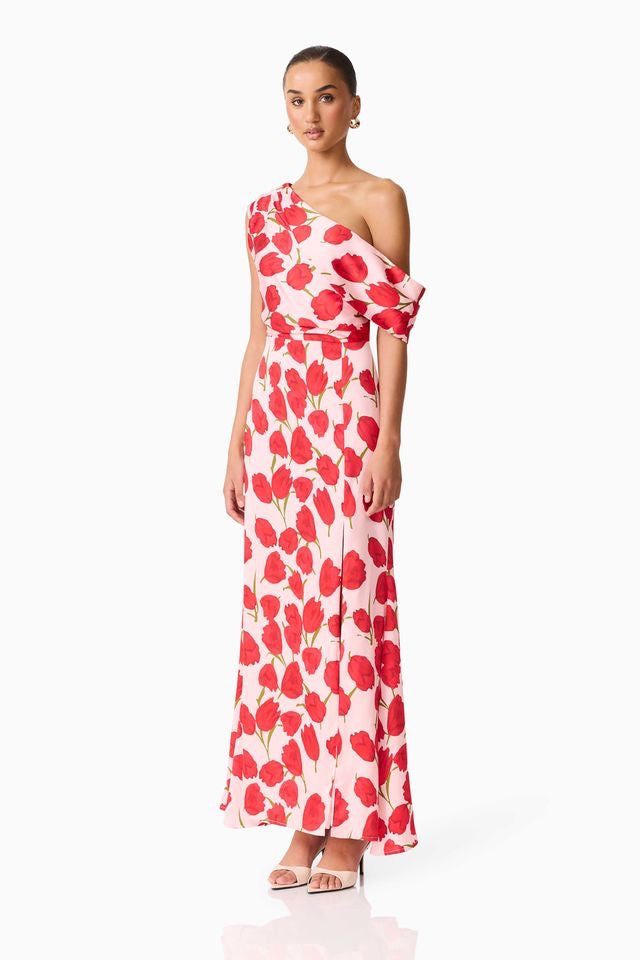 Elliatt Meila Asym Gown - Pink Floral Print