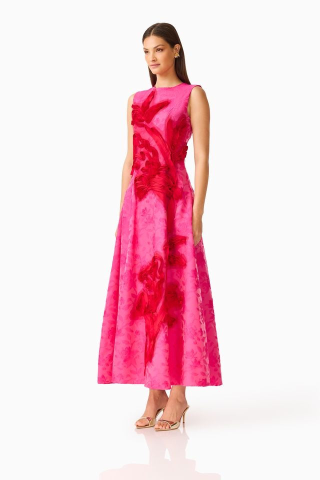 Elliatt Florentia A Line Maxi Dress - Pink & Red