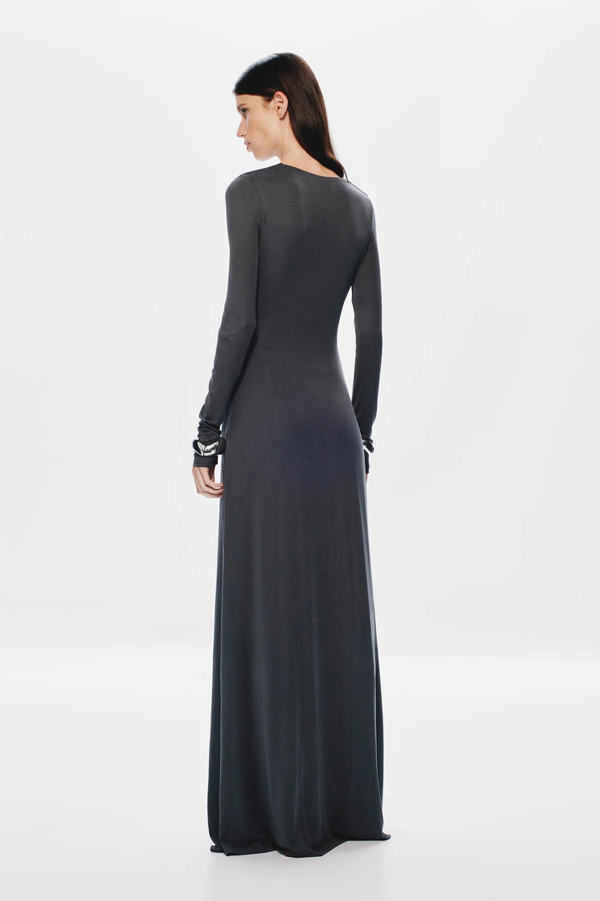 Misha Jennifer Cupro Long Sleeve Maxi Dress - Vulcan Grey