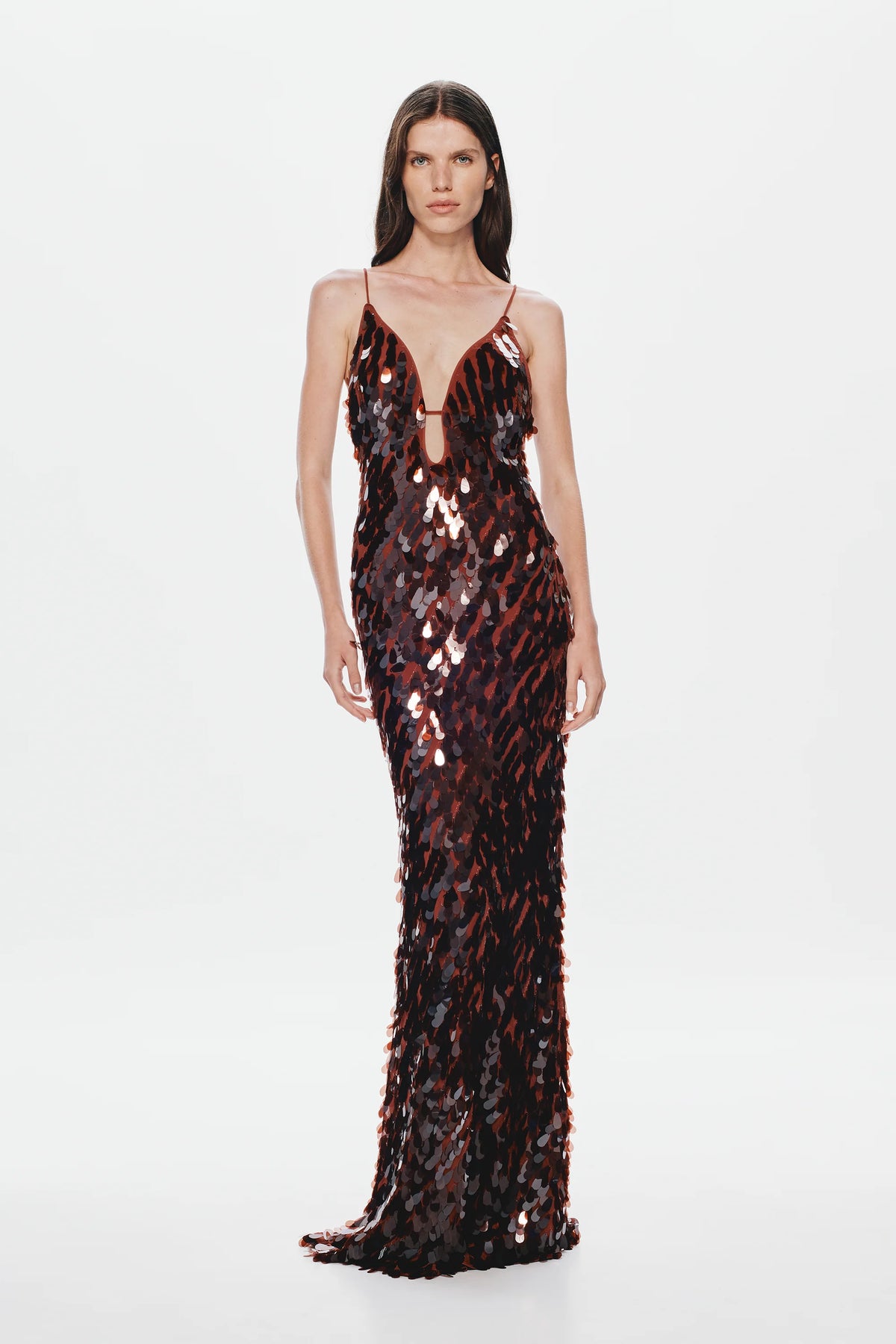 Misha Collection Sapphire Sequin Maxi Dress - Fig
