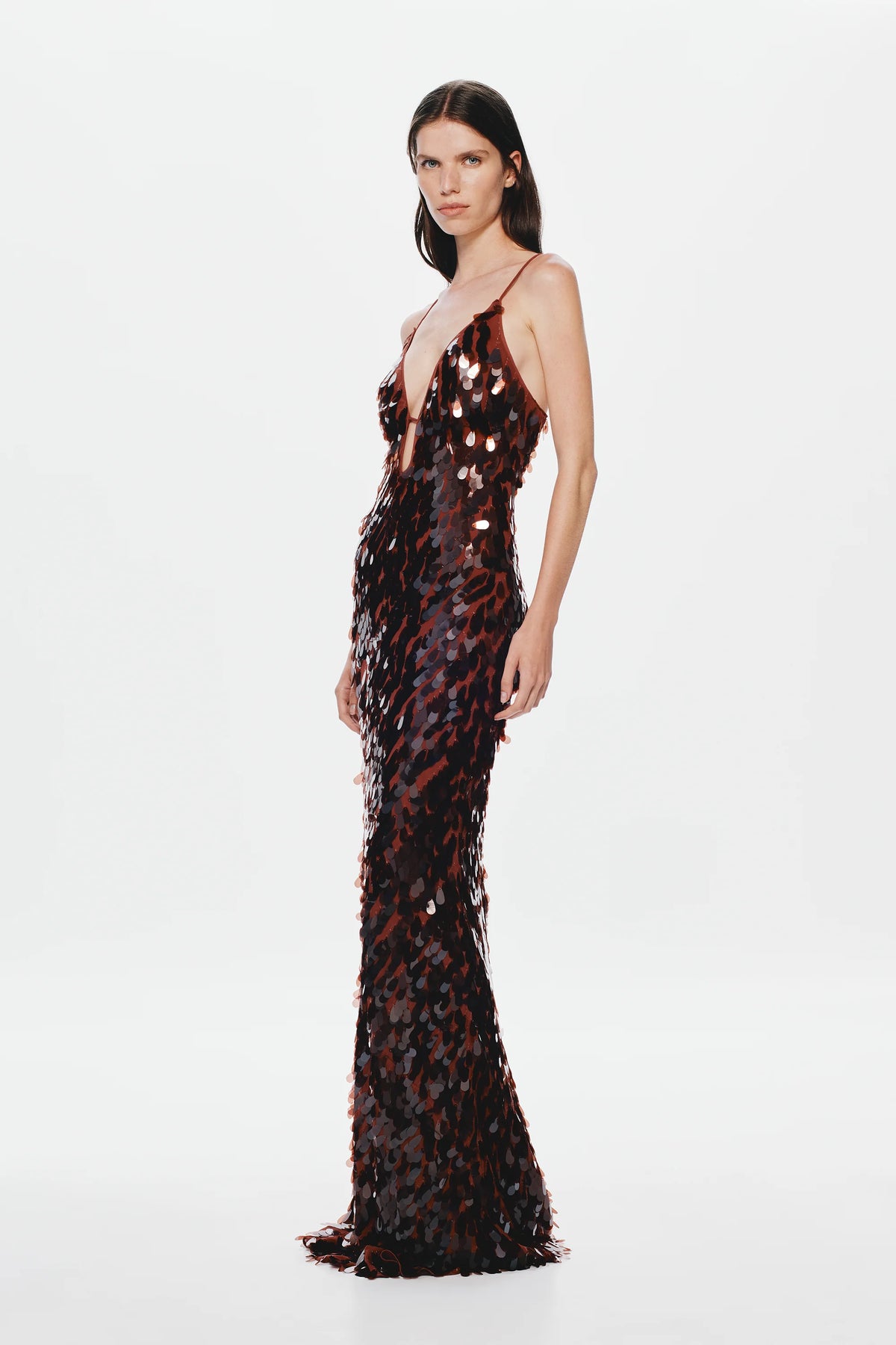 Misha Collection Sapphire Sequin Maxi Dress - Fig