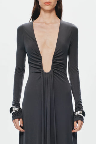 Misha Jennifer Cupro Long Sleeve Maxi Dress - Vulcan Grey