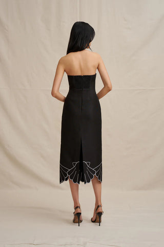 By Johnny Kimora Shell Strapless Midi Dress- Black & White