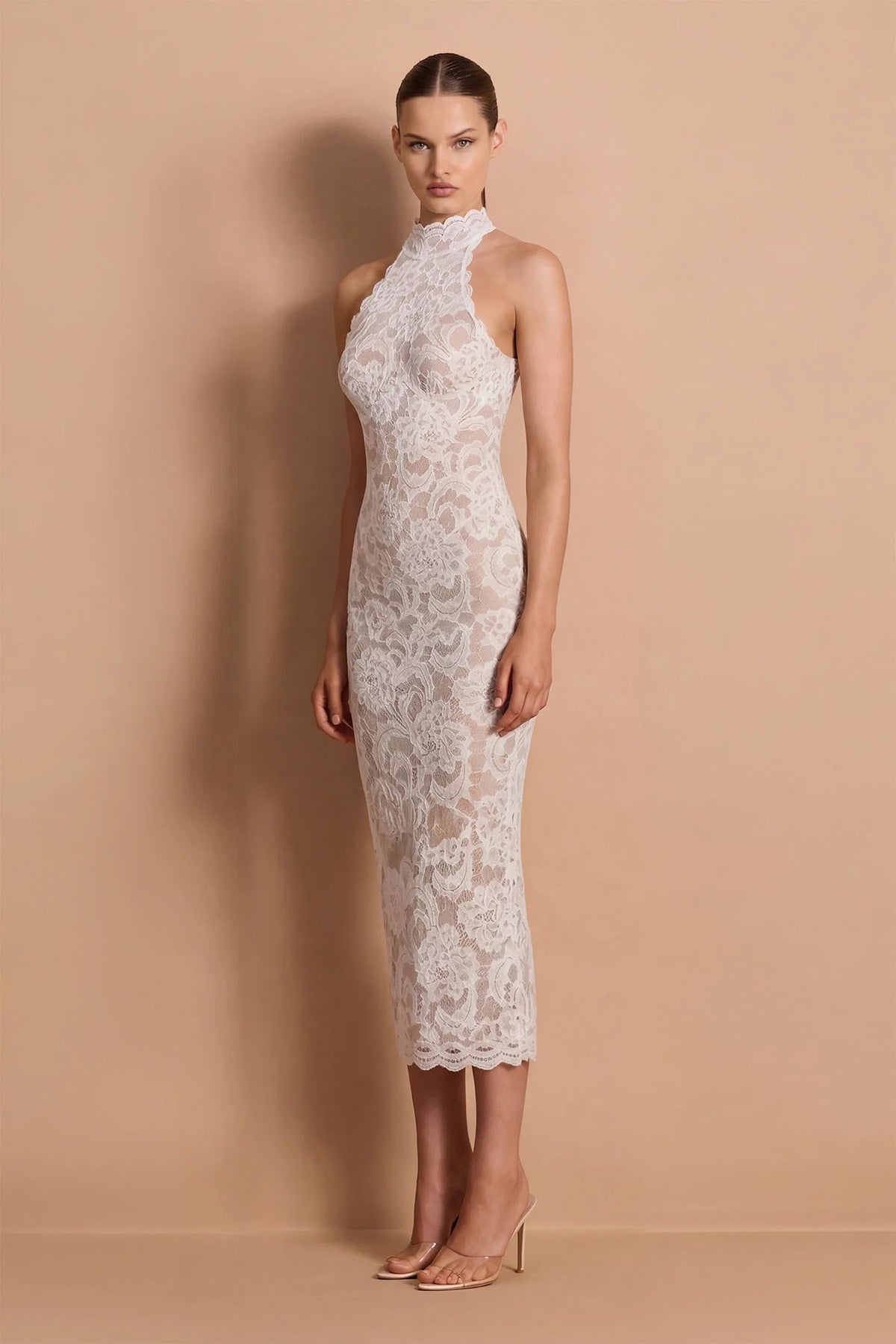 Nookie Alessia High Neck Midi Dress - Ivory