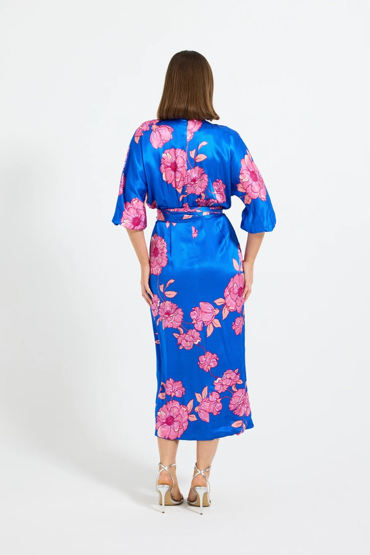 Pasduchas Margot Wrap Midi Dress - Cobalt