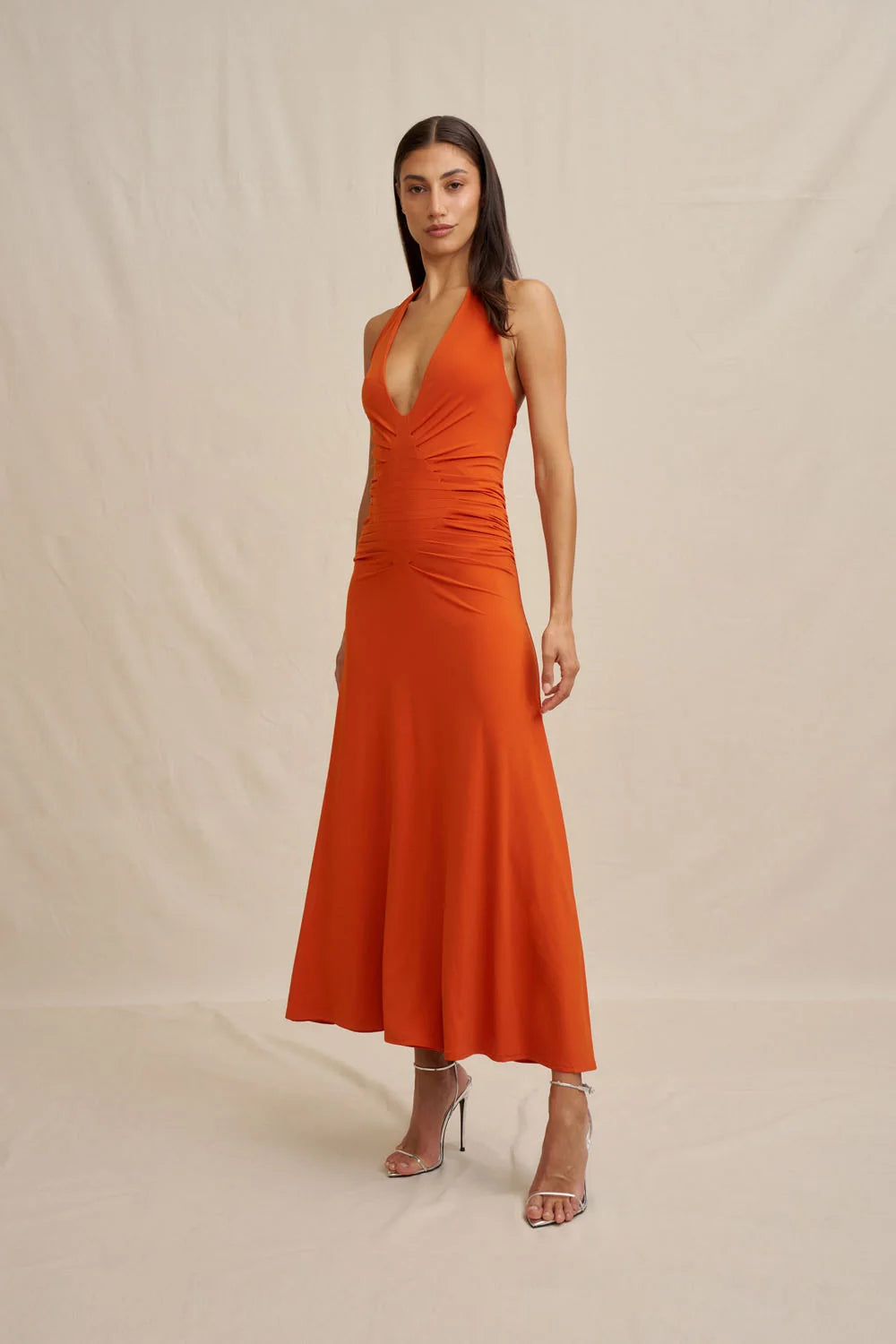 By Johnny Delilah Diamond Midi Dress - Rust