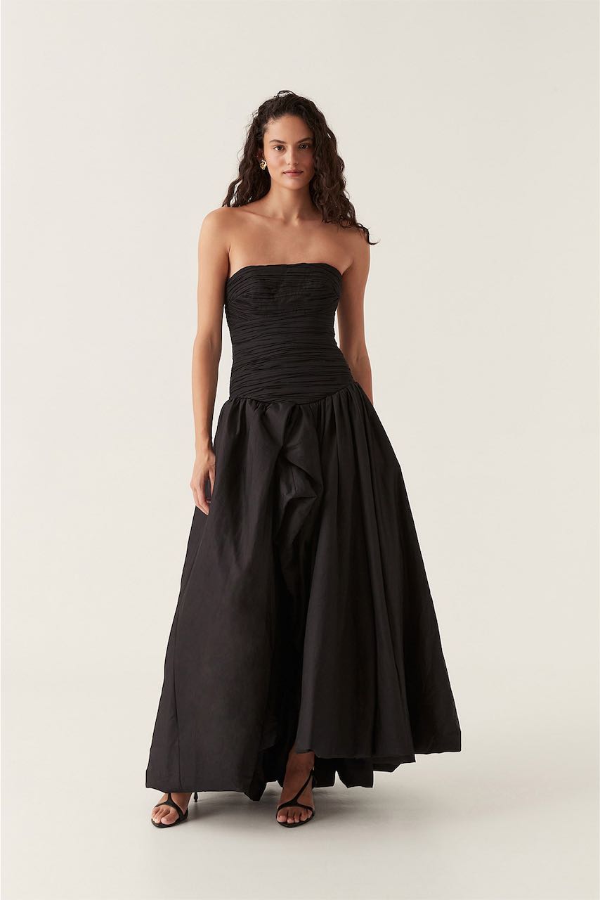 Aje Violette Bubble Hem Maxi Dress - Black