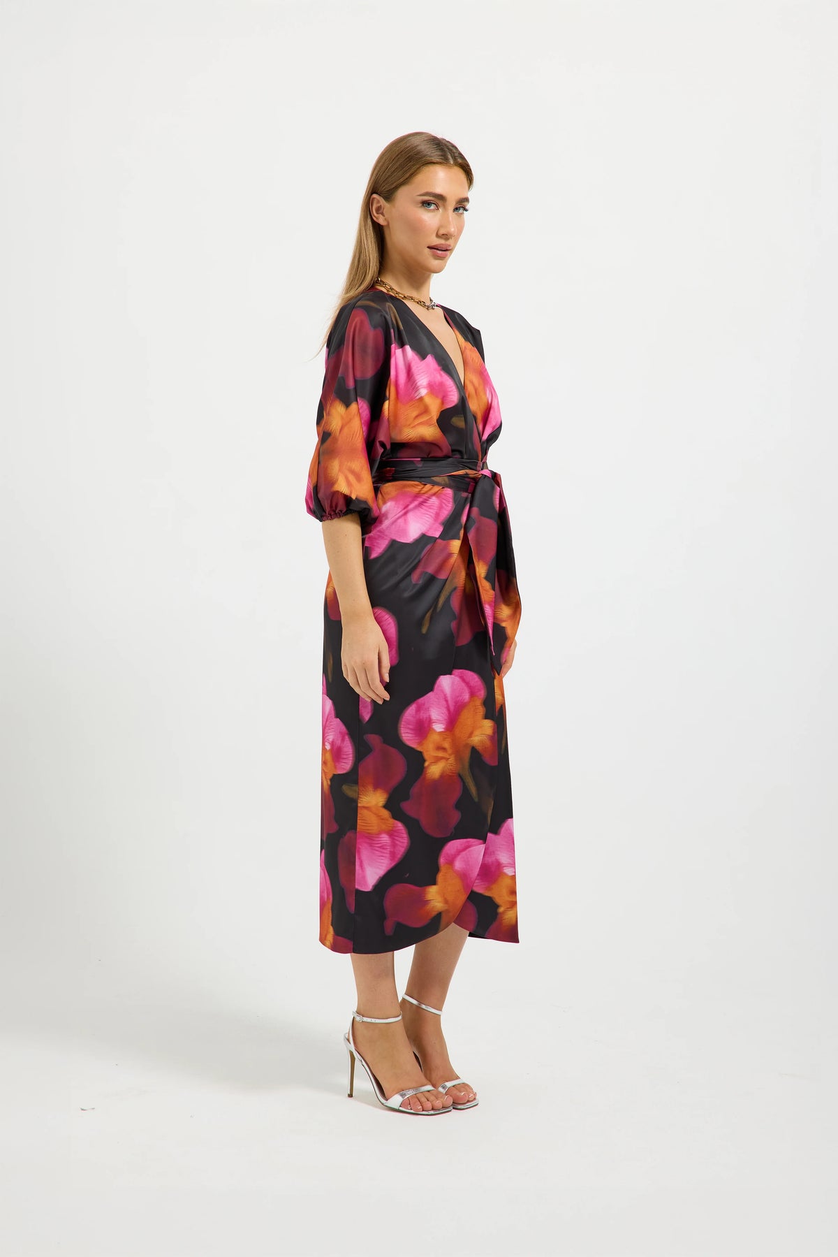 Pasduchas Iris Wrap Midi Dress - Spiced Floral