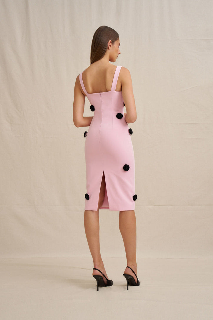 By Johnny Anita Spot Midi Dress - Pink Black