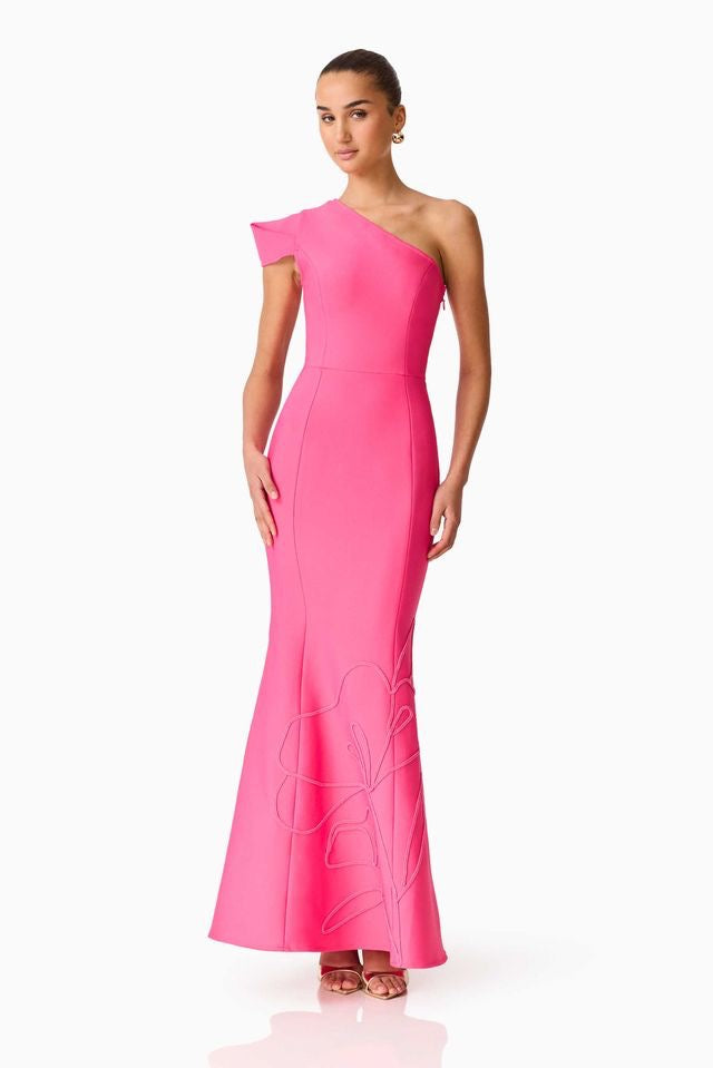 Elliatt Opline One shoulder Gown - Hot Pink