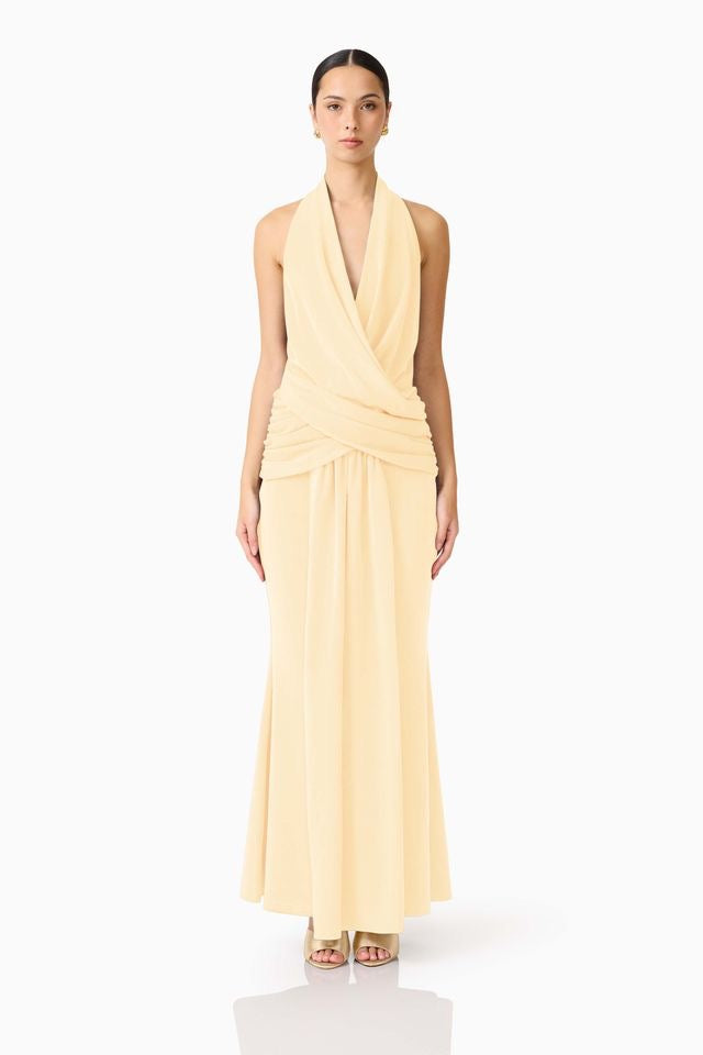 Elliatt Simone Cowl Neck Gown - Butter Yellow