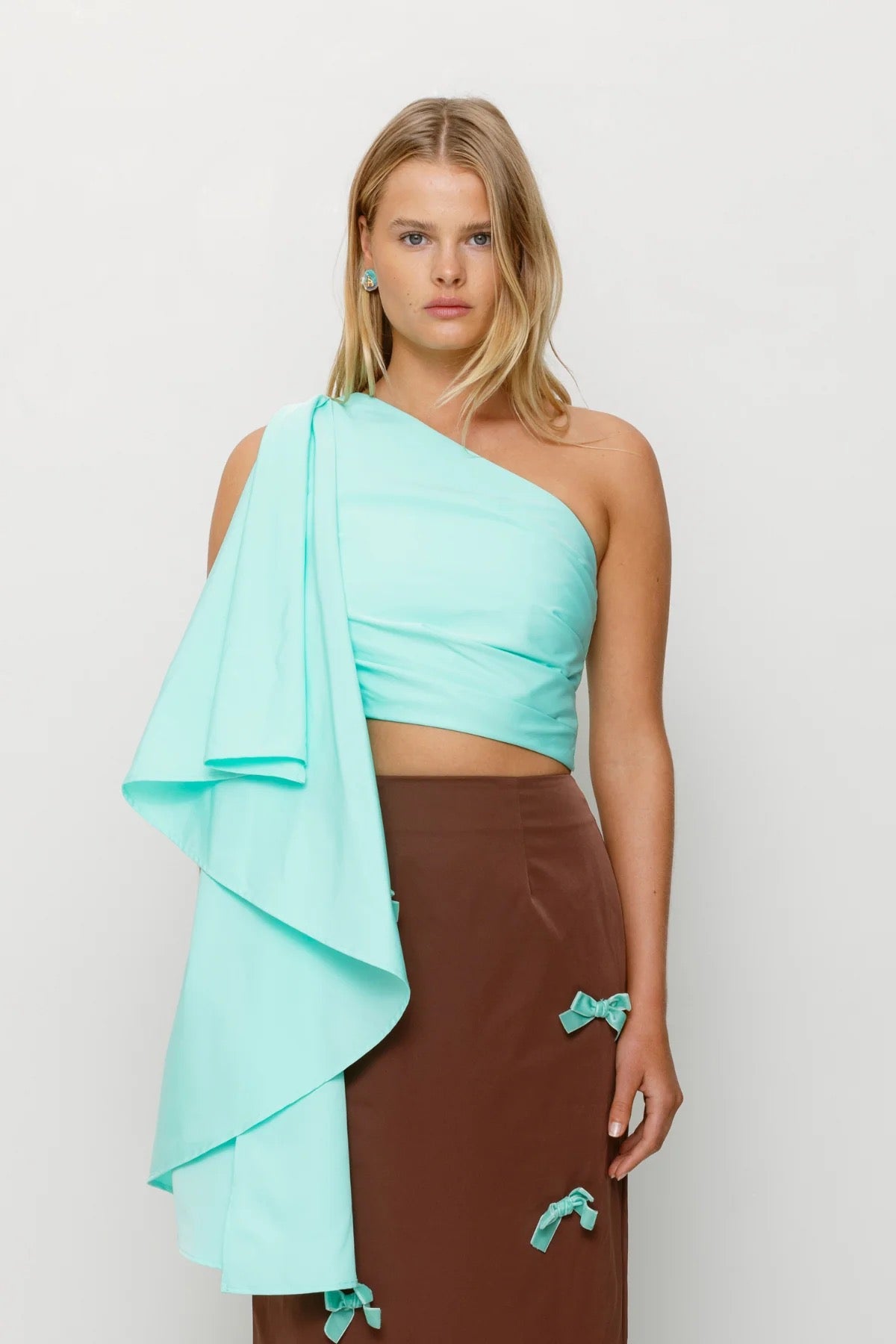 The Wolf Gang Amar One Shoulder Top - Aqua