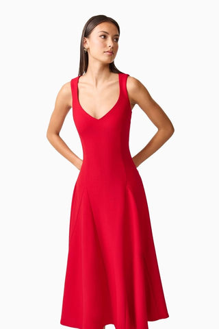 Elliatt Lila A-Line Midi Dress - Red
