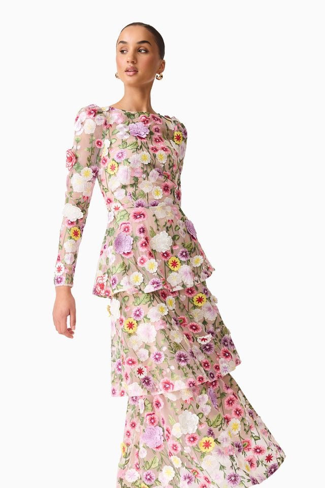 Elliatt Neve Gown - Nude Multi Floral