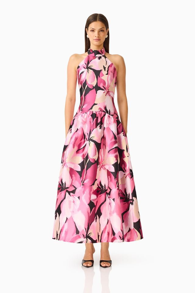 Elliatt Lumiflora Halter Gown - Pink Floral