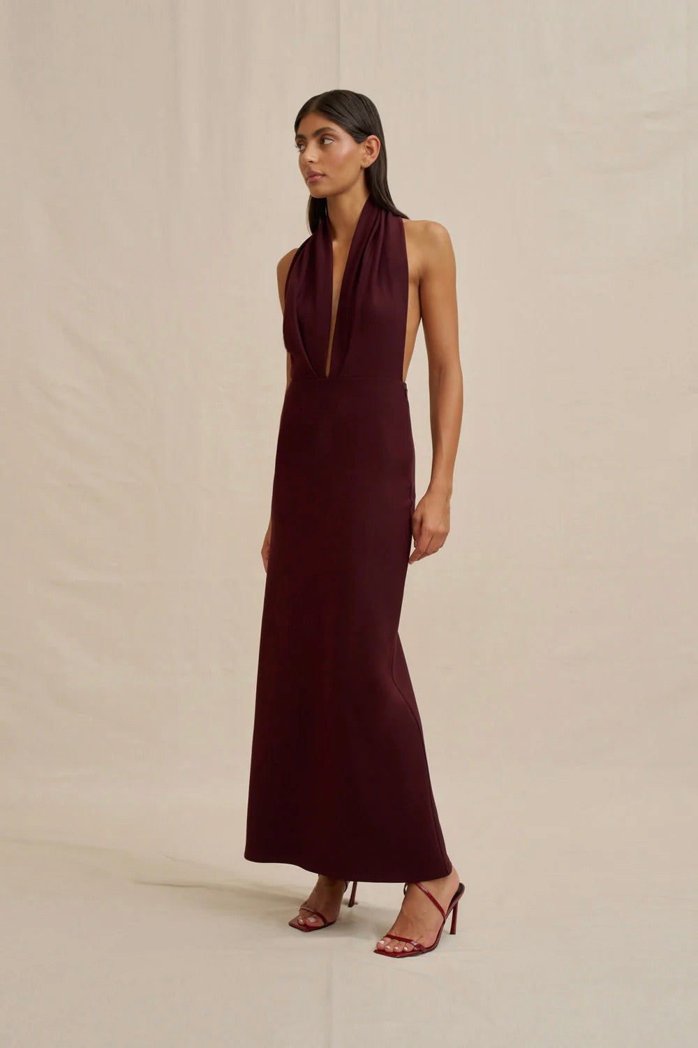 By Johnny Imogen Halter Dress - Burgundy