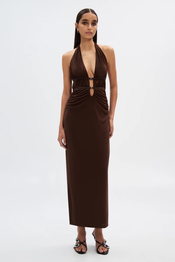 Misha Celine Mesh Dress - Espresso