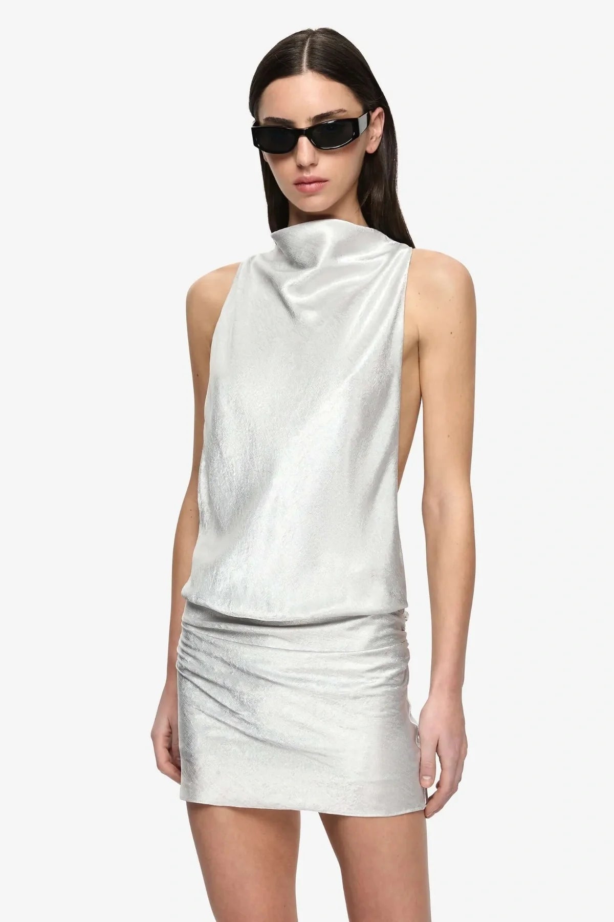 Bec & Bridge Juna High Neck Mini Dress - Silver