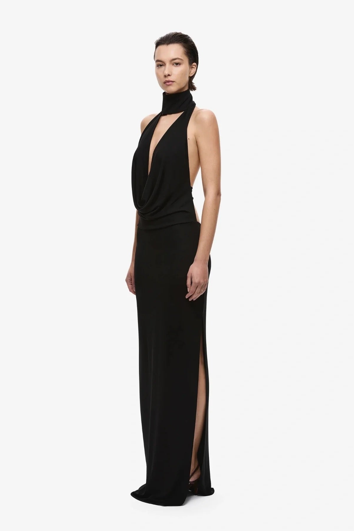 Misha The Cowl Neck Jersey Dress - Black