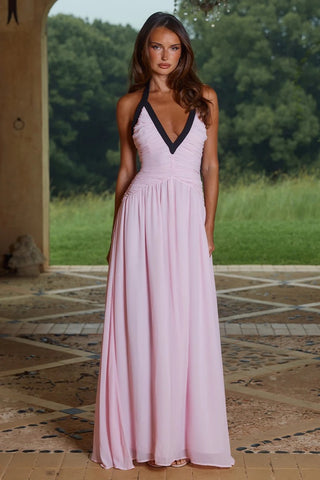 Runaway the Label Carolina Halter Ruched Maxi Dress - Musk