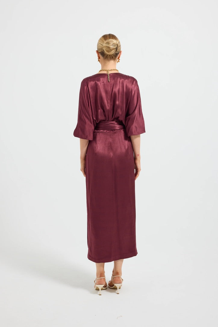 Pasduchas Quinn Wrap Midi Dress - Cherries Jubilee