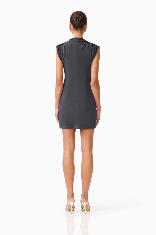 Elliatt Marisol High Neck Mini Dress - Charcoal