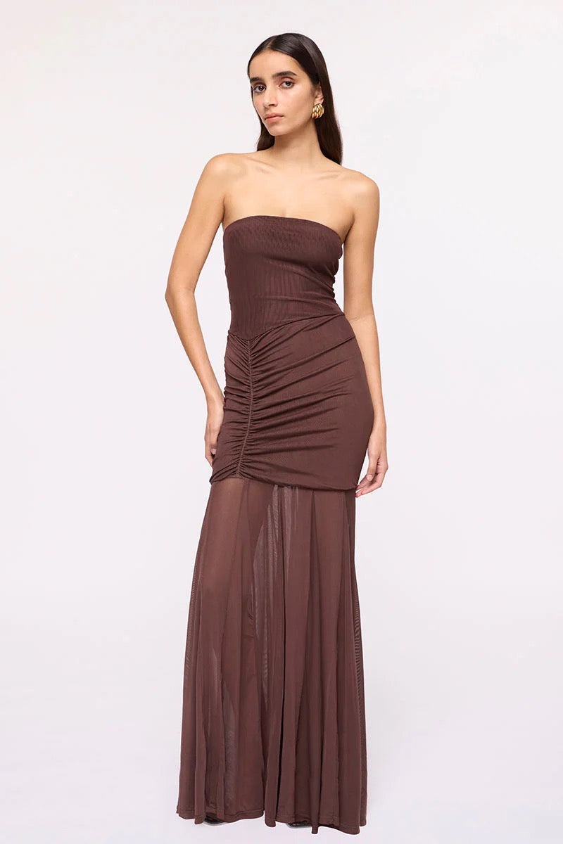 Suboo Phoenix Bustier Maxi Dress - Chocolate - Dress Hire AU Suboo Phoenix Bustier Maxi Dress - Chocolate - Dress Hire AU
