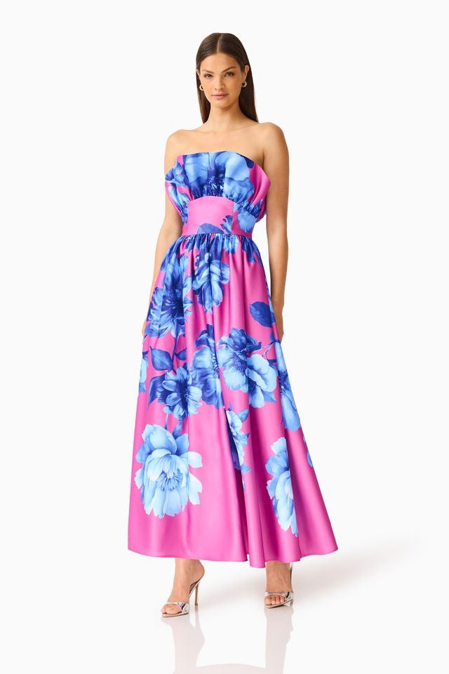 Elliatt Sybella Maxi Gown - Blue & Pink Floral