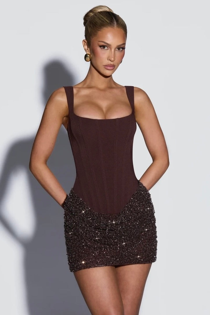 Babyboo Yeona Mini Dress - Plum Brown