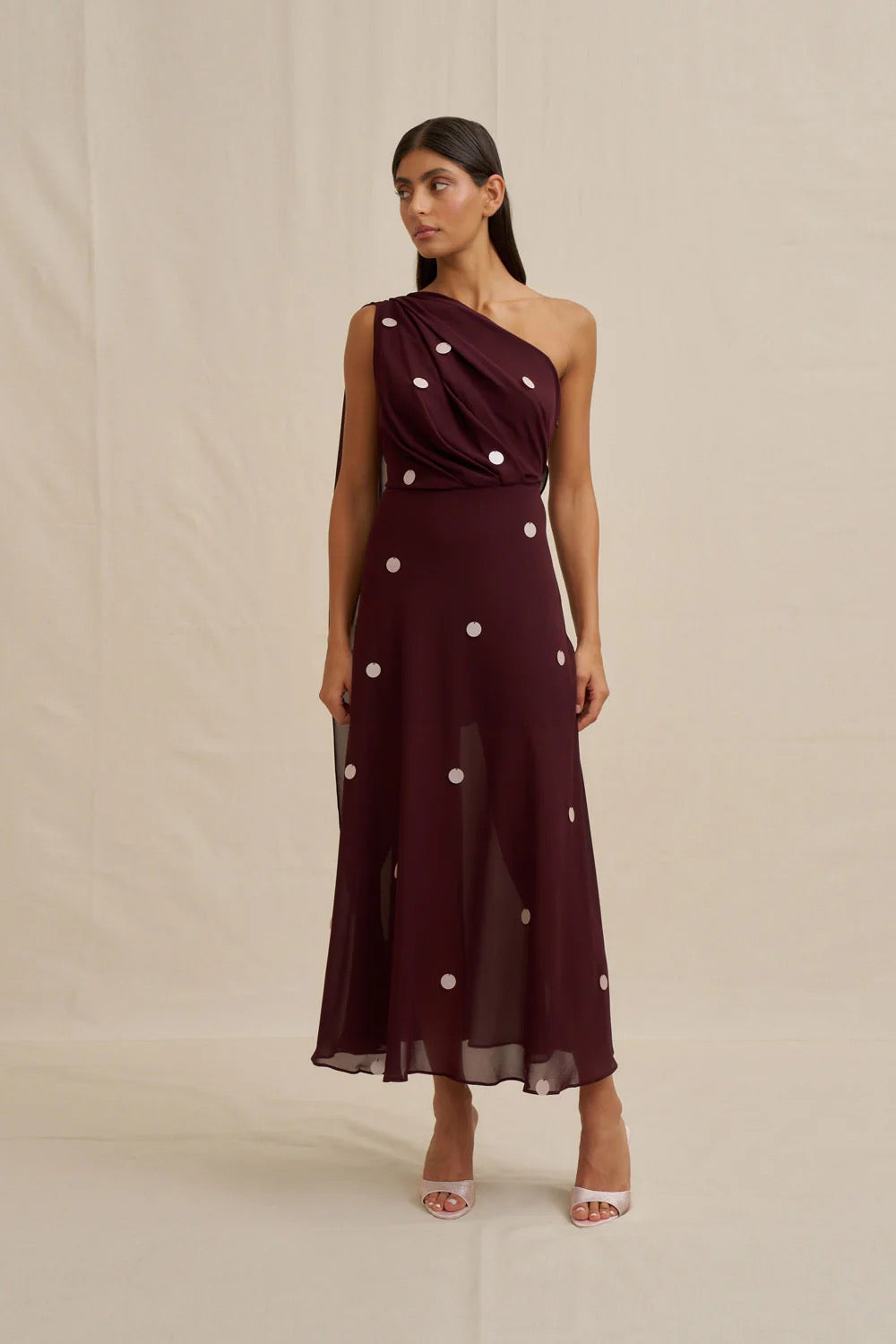 By Johnny Delia Drape Midi Dress - Wine Pink