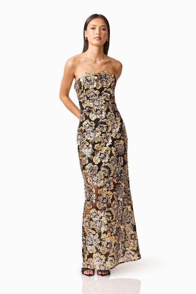princess polly baby blue dress Black And Gold Gothic Wedding Dress With Sequin main image 1