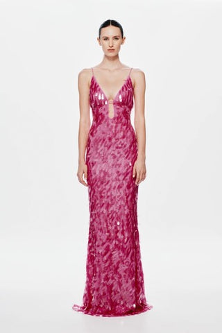 Misha Collection Sapphire Sequin Maxi Dress - Fuchsia