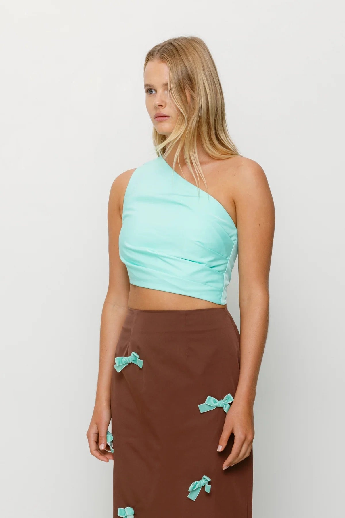 The Wolf Gang Amar One Shoulder Top - Aqua