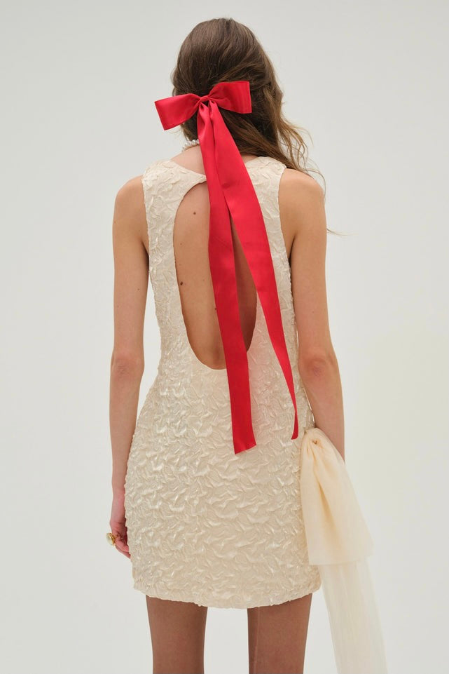 For Love & Lemons Frosted Organza Mini Dress - Cream - Dress Hire AU
