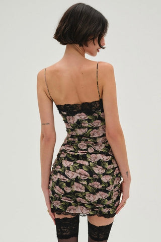 For Love & Lemons Fallen Rose Mini Dress - Black