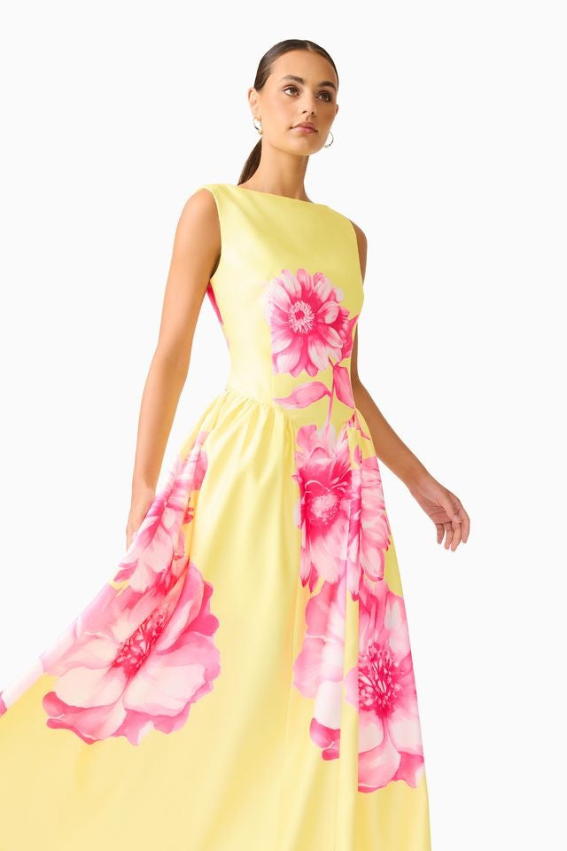 Elliatt Sybella Midi Dress - Pink & Yellow Floral