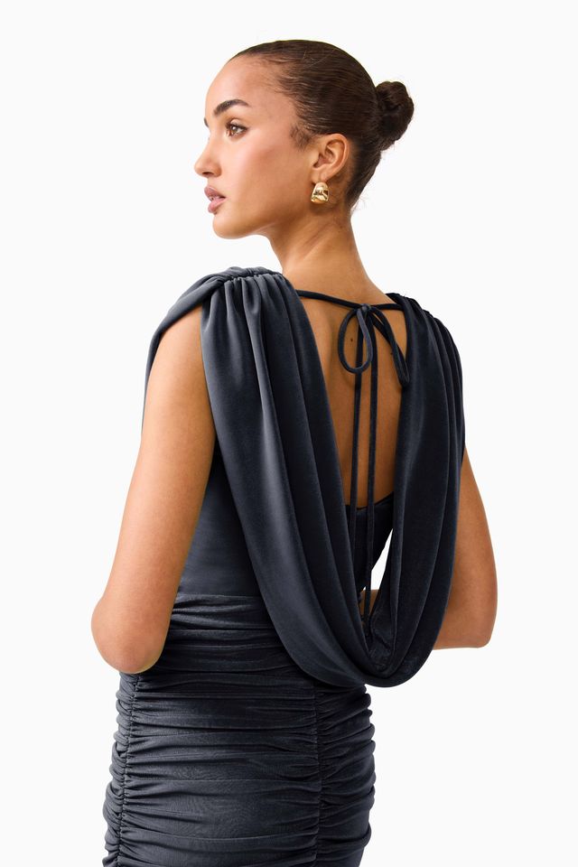 Elliatt Marisol Cowl Neck Gown - Charcoal
