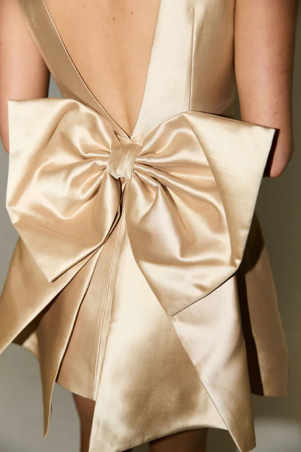 Odd Muse The Ultimate Muse Bow Details Mini Dress - Gold Odd Muse The Ultimate Muse Bow Details Mini Dress - Gold