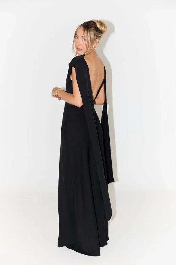 Odd Muse The Ultimate Muse Drape Back Maxi Dress - Black