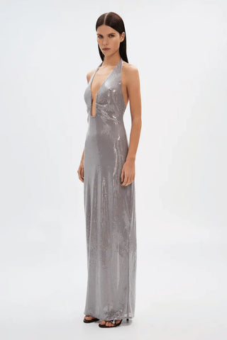 Misha The Alusia Sequin Gown - Pewter