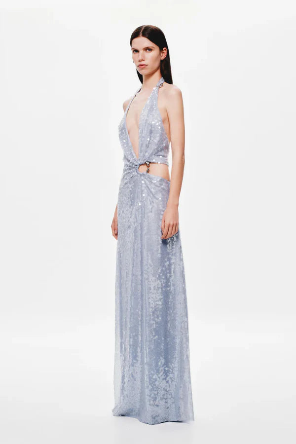 Misha The Devon Sequin Maxi Dress - Cloud Blue