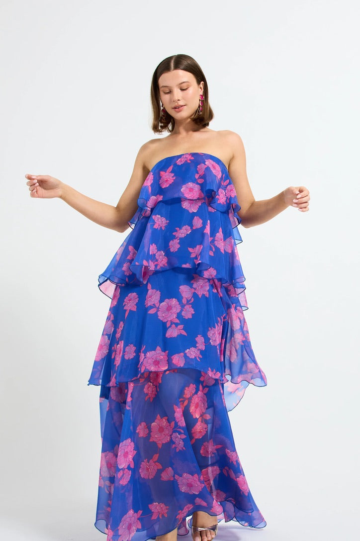 Pasduchas Esme Tiered Maxi Cobalt - Floral