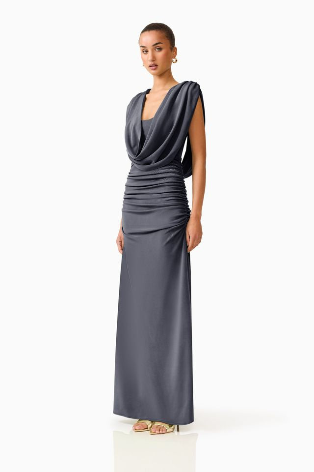 Elliatt Marisol Cowl Neck Gown - Charcoal