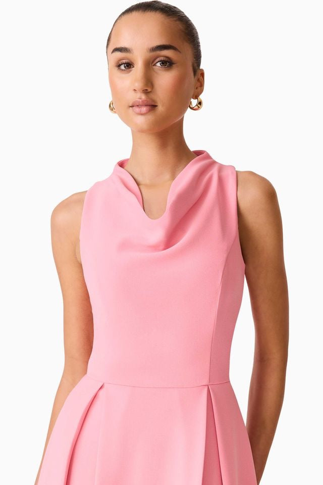 Elliatt Risa Cowl Neck Gown - Bubblegum Pink.