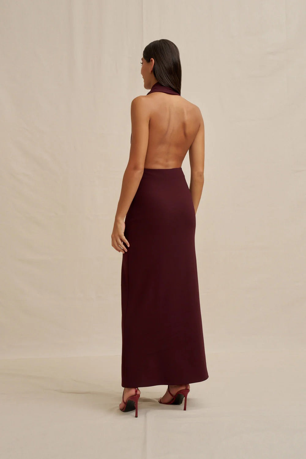 By Johnny Imogen Halter Dress - Burgundy