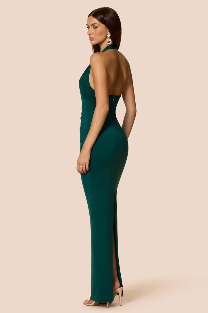 Nookie Leonie Halter Maxi Dress - Dark Teal