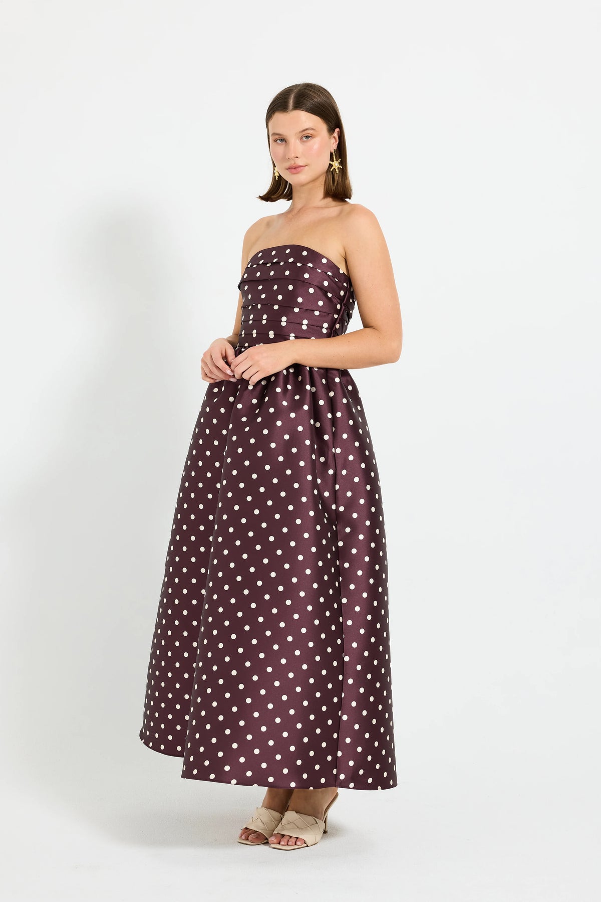 Pasduchas Alistair Strapless Midi Dress - Blackberry Spot